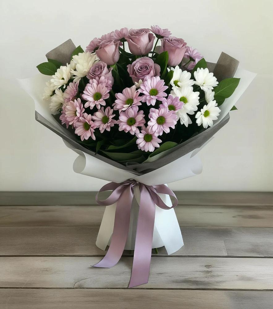 Букет цветов из: Хризантемы и Розы в городе Мегион