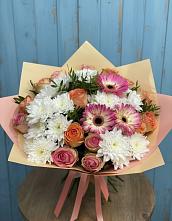 Букет цветов из:  Розы, Герберы и Хризантемы #REPLACE_PRED# городе Мегион