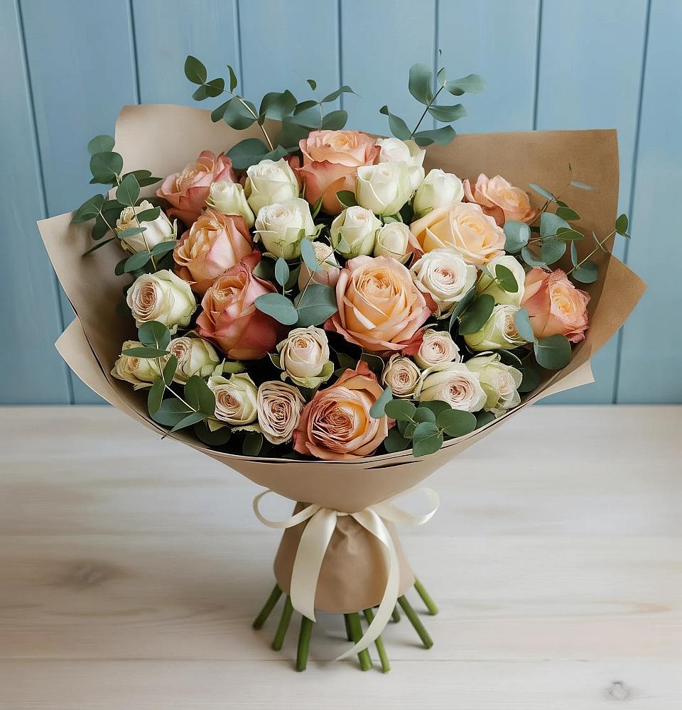 Букет цветов из: Альстромерии и Розы в городе Мегион