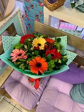 Букет цветов из:  Герберы, Хризантемы и Альстромерии #REPLACE_PRED# городе Мегион