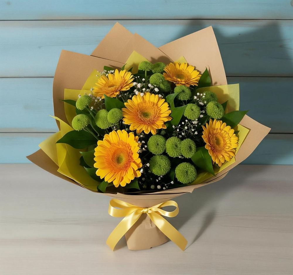 Букет цветов из: Герберы и Хризантемы в городе Мегион