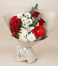 Букет цветов из:  Розы, Хризантемы, Герберы и Лилии в городе Мегион