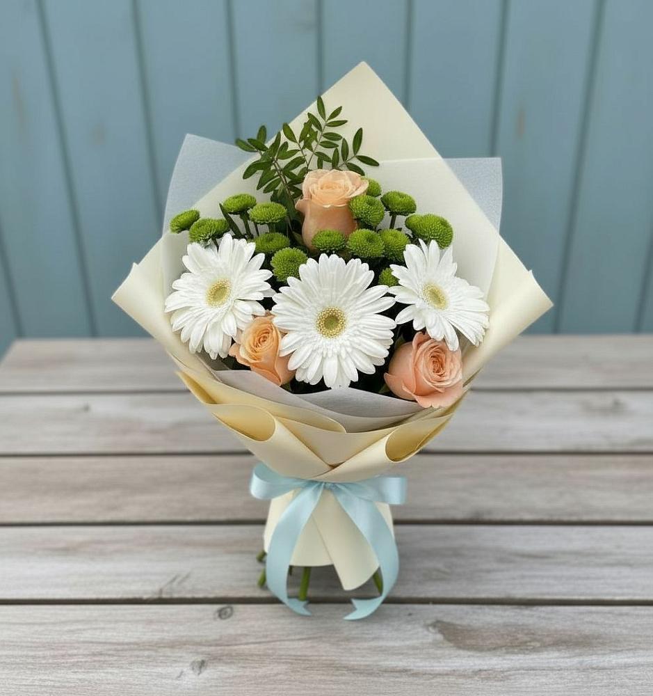 Букет цветов из: Герберы, Розы и Хризантемы в городе Мегион