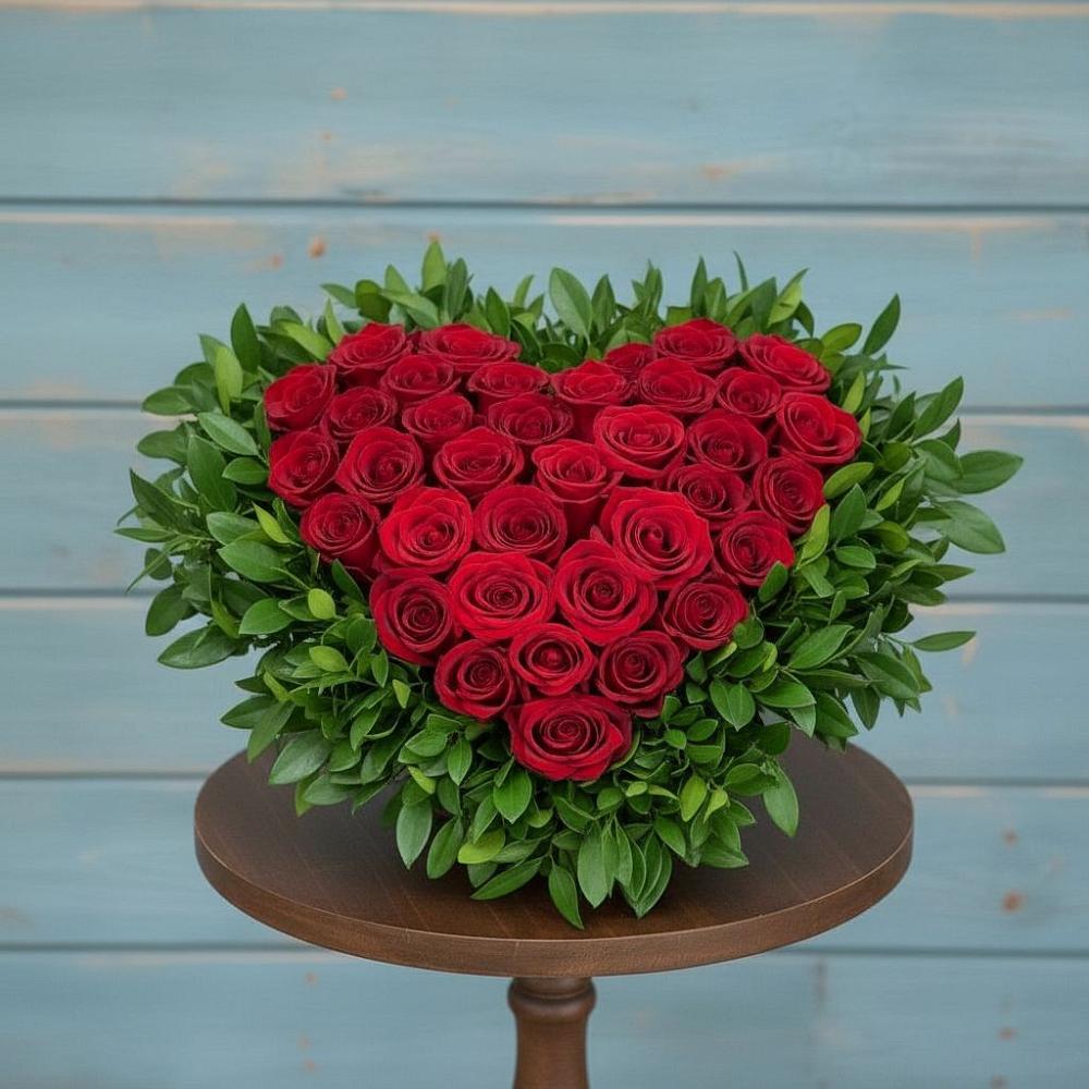 Цветочная композиция из Розы в виде сердца в городе Мегион